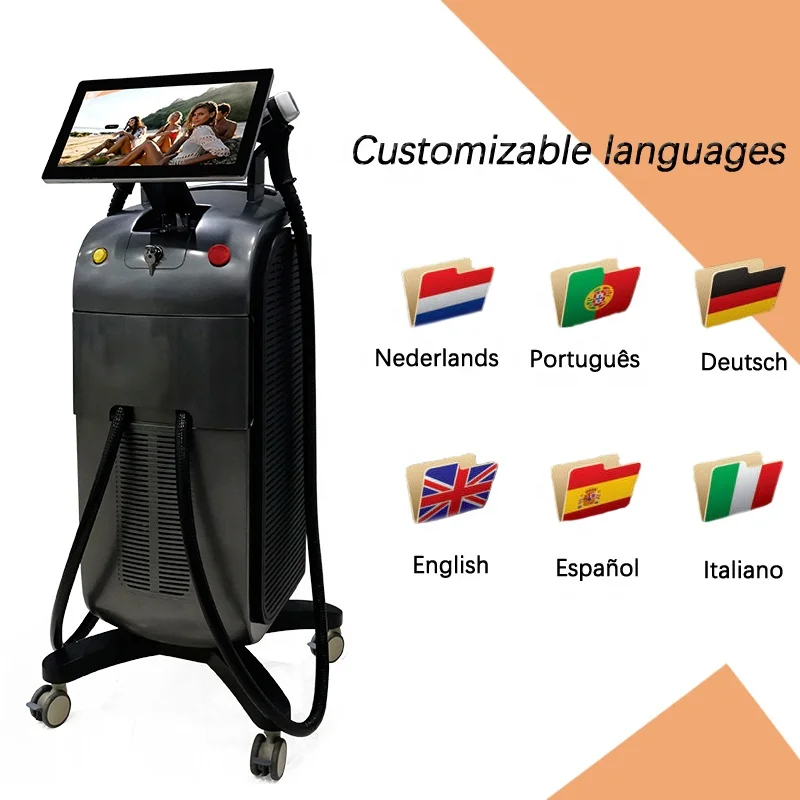 Ice Titanium 1600W Diode Laser Hair Removal Machine Micro Channel Germany Jenoptik Laser Bar Triple Wavelength 755+810+1064 SHR