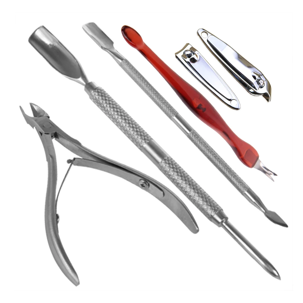 Set Nail Art Exfoliating Tools Solingen Scissors Plier Peeling Push Dead Skin Cuticle Pusher Nipper Spoon Remover Clipper Cutter