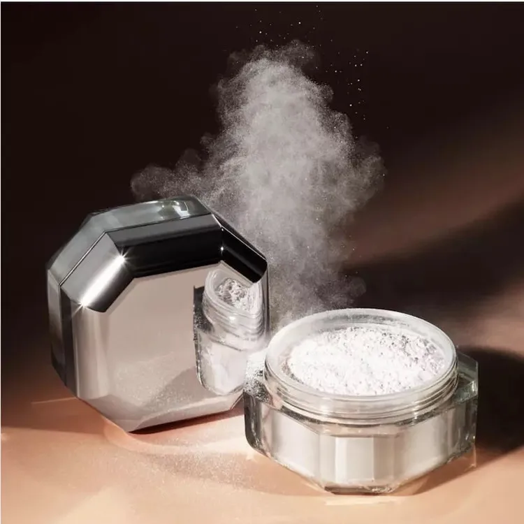 New Fashion Design 8g Octagonal Loose Powder Case Loose Highlighter Powder Jar With Sliver Rose Gold cover For Cosmetic Case