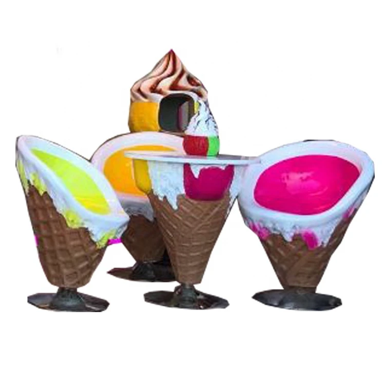 Best price Ice Cream Cone shape Furniture chair and table set for sale
