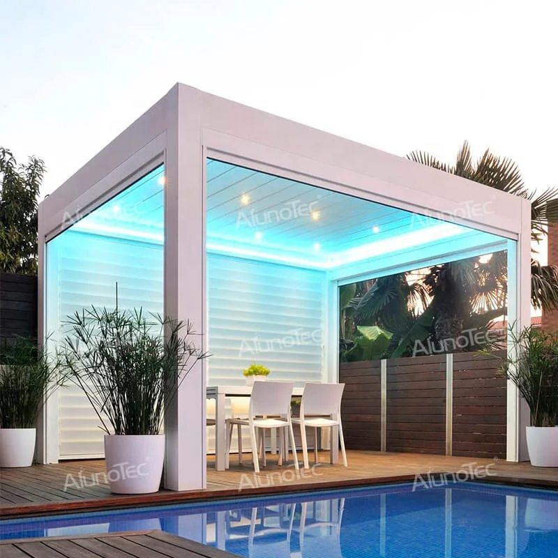 External Sunshade Louvers Outdoor Louvered Roof Patio Cover Gazebo Aluminum Pergola Louver