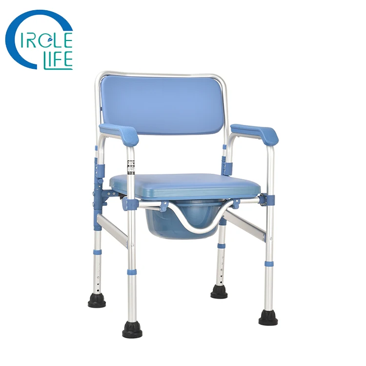 Wholesale shower aluminium portable height adjustable folding toilet commode chair for elderly