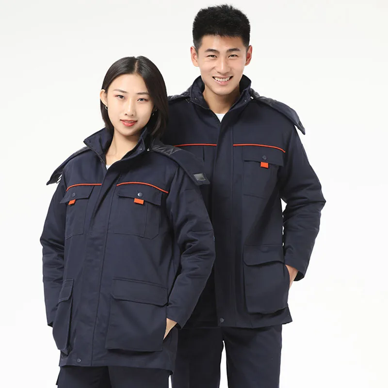 Thicken Winter Work Clothes Men Lively Cotton-Padded Jacket Cold-Proof  Labor Insurance With Removable Inner Liner