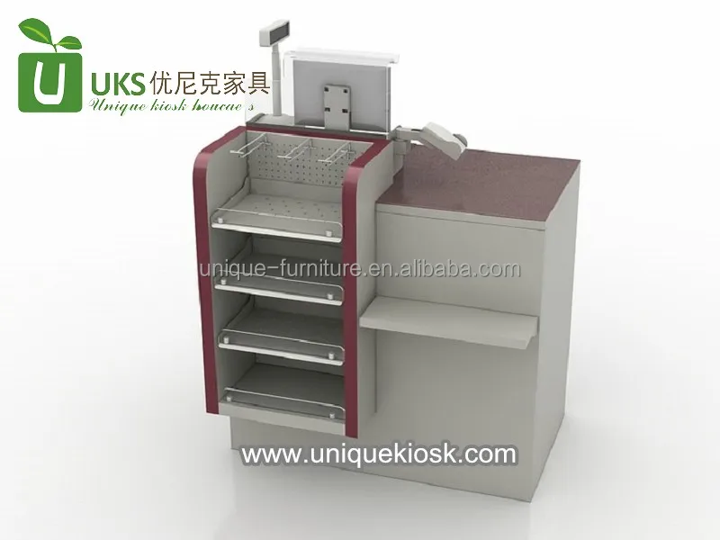 Functional Supermarket Checkout Desk Retail Stores Retail Cashier Counter Modern Register Counter Design