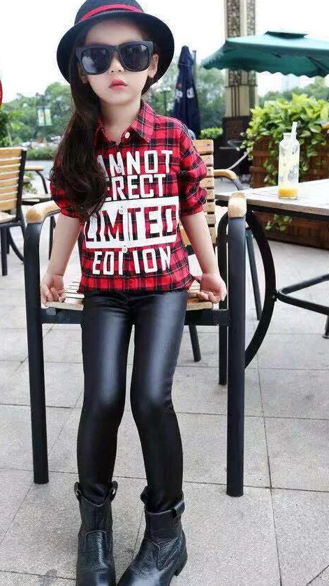 
2019 faux leather kids spring wholesale fashion leggings cheap price pu leather children girls leggings Faux Leather pants 