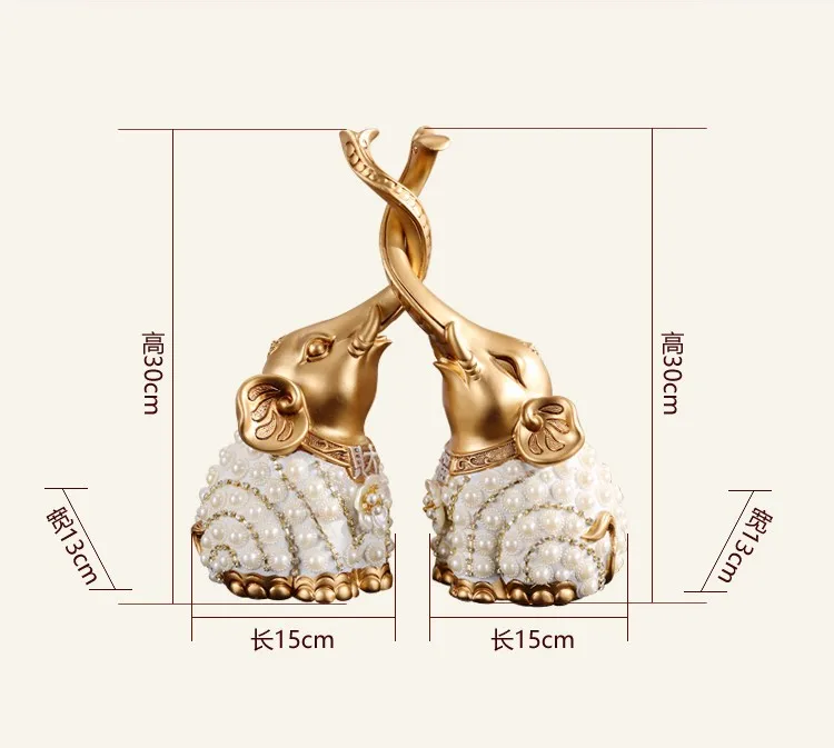 ODM OEM Customized Desktop Ornaments Elephant Ornaments Animal Sculptures Gold plated Elephant Statues Resin Crafts Customized