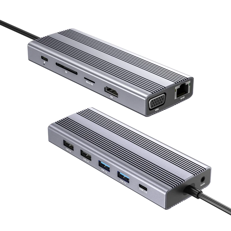 Universal Laptop 12 in 1 USB C Docking Station Multi Port Adapter VGA HDTV RJ45 HD-MI 1080P 60Hz Type-C Hub for Macbook