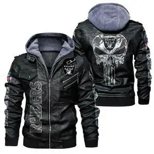 Wholesale Trademark Soccer American Football Teams Detachable Pullover Design PU Trendy Plus Size Leather Coat Men