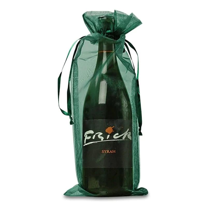 Premium Quality Silver Organza Wine Packaging Pouch Organza Bottle Packaging Pouch Organza Champagne Packaging Pouch