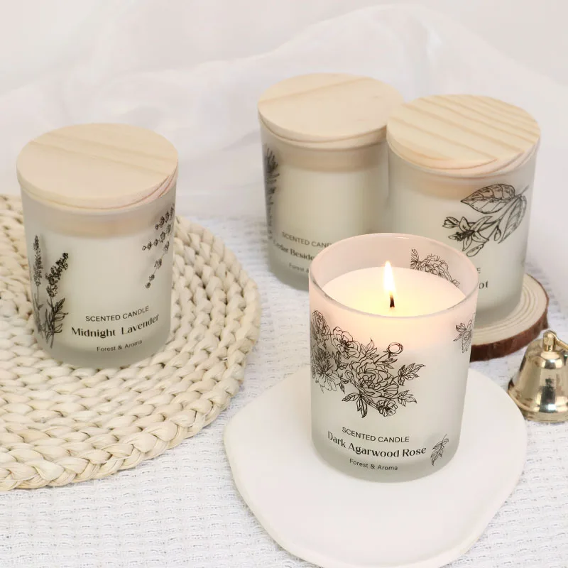 New Type Fresh And Natural Private Label Creative Romantic Smokeless Fragrance Glass Scented Candle