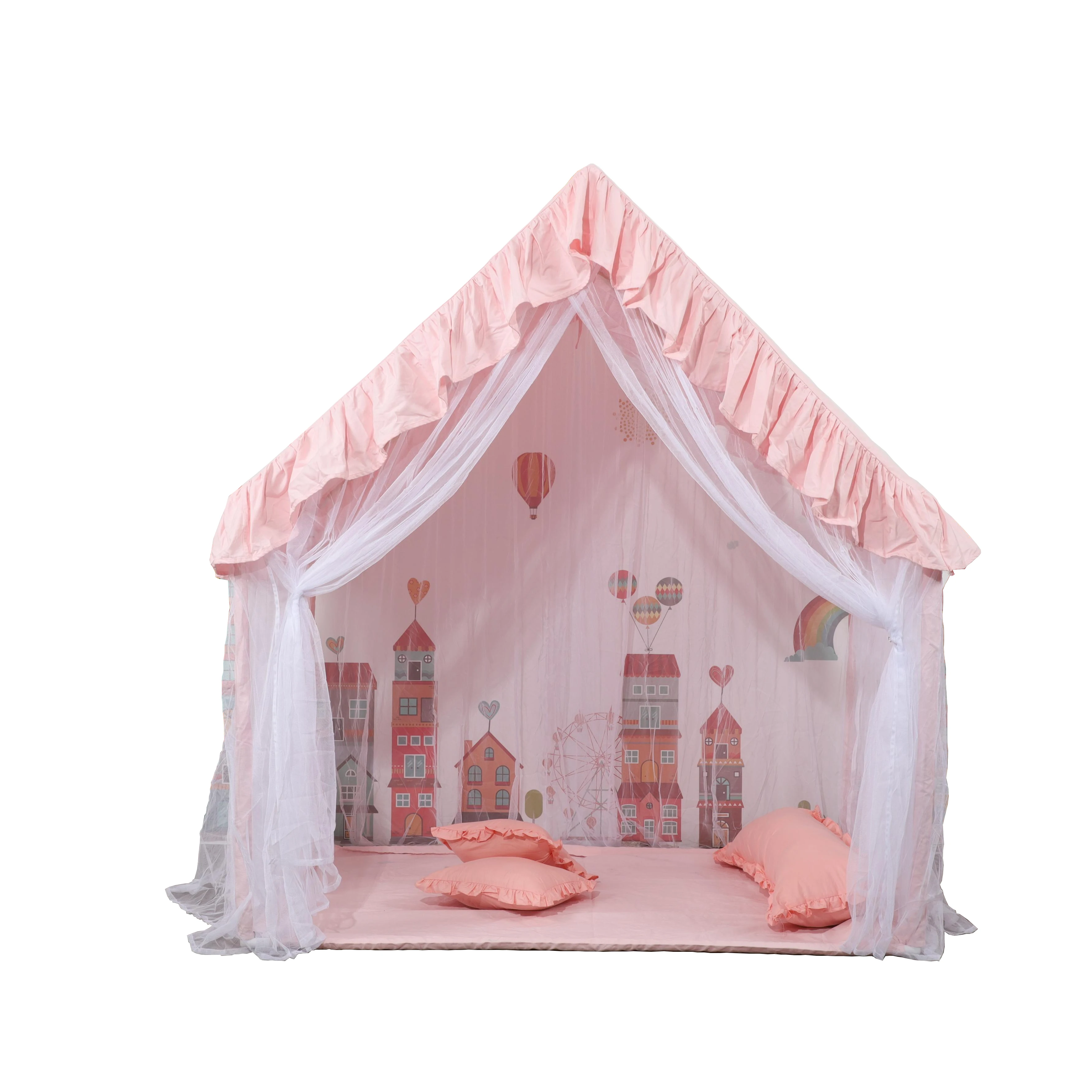 High Quality Knitted Canvas Princess Tent for Kids Mosquito Net with Polyester Filling Foldable for Outdoor Play House