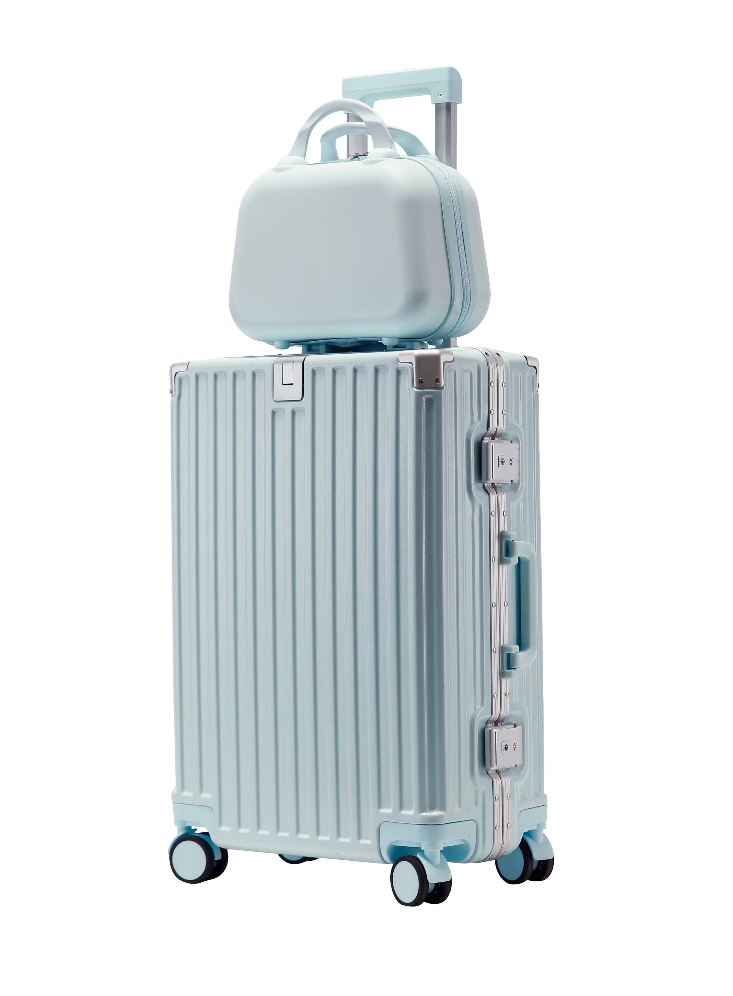 Aluminum smart suitcase Smart combination lock suitcase High appearance level customized suitcase set
