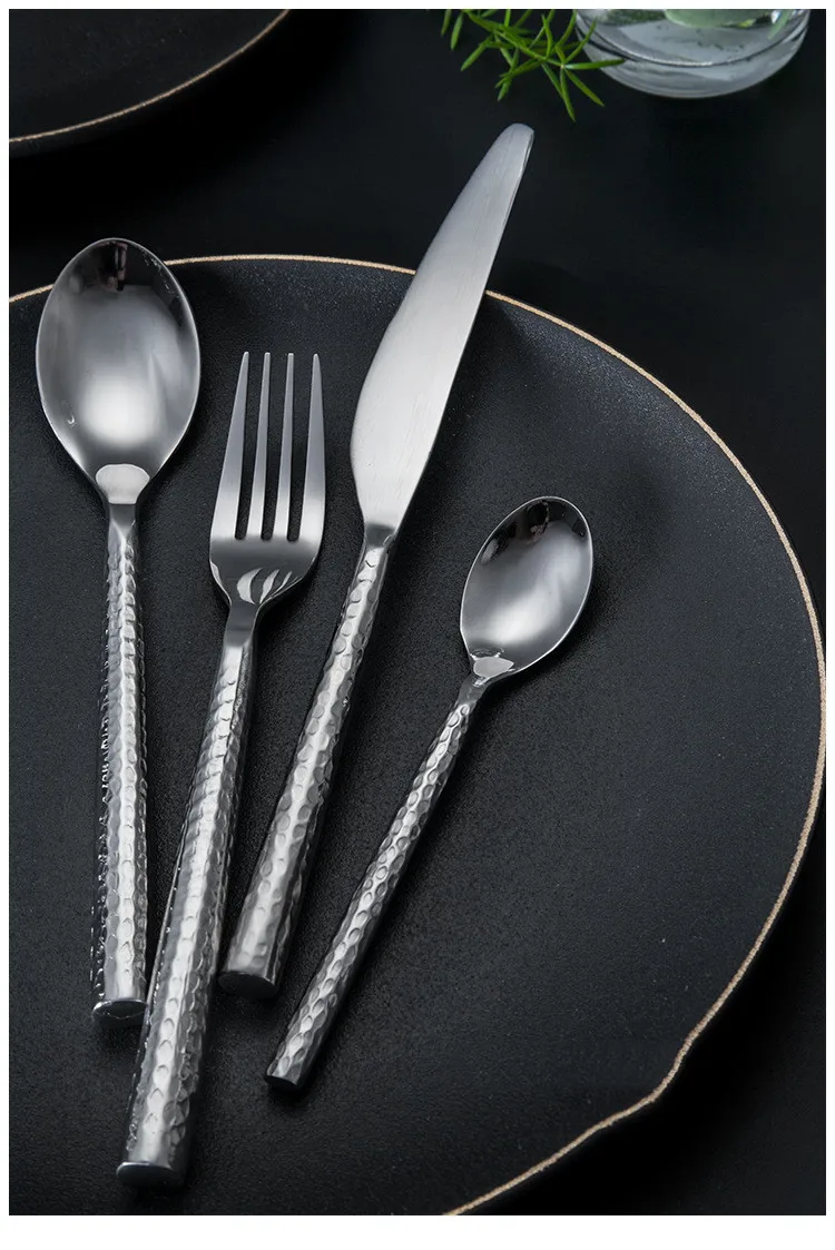 Набор столовых приборов с молотком, роскошные западные золотые столовые приборы из нержавеющей стали на аренду для мероприятий и ресторанов в отеле