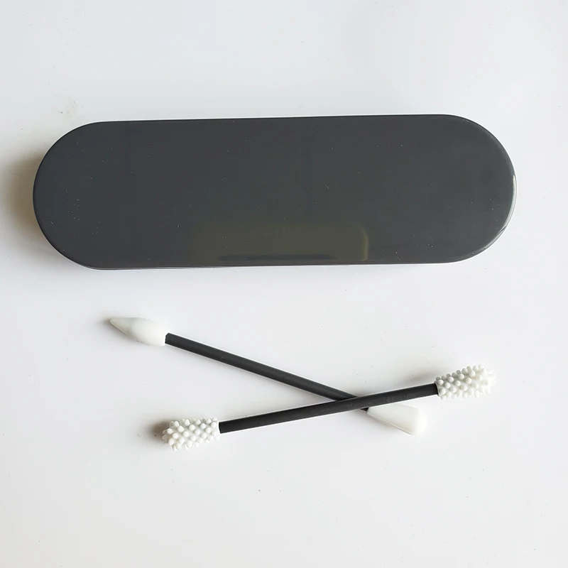 Make Up Cleaning Reuse Swab Silicon Tips 2pcs Silicone Cotton Ear Swab