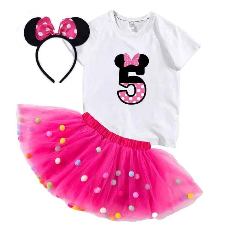 bulk wholesale baby clothes Minnie Costume 1 2 3 4 5 6 7 8 9 Years Old Girls Birthday Outfit With Mouse Ear Headband MBGO-003