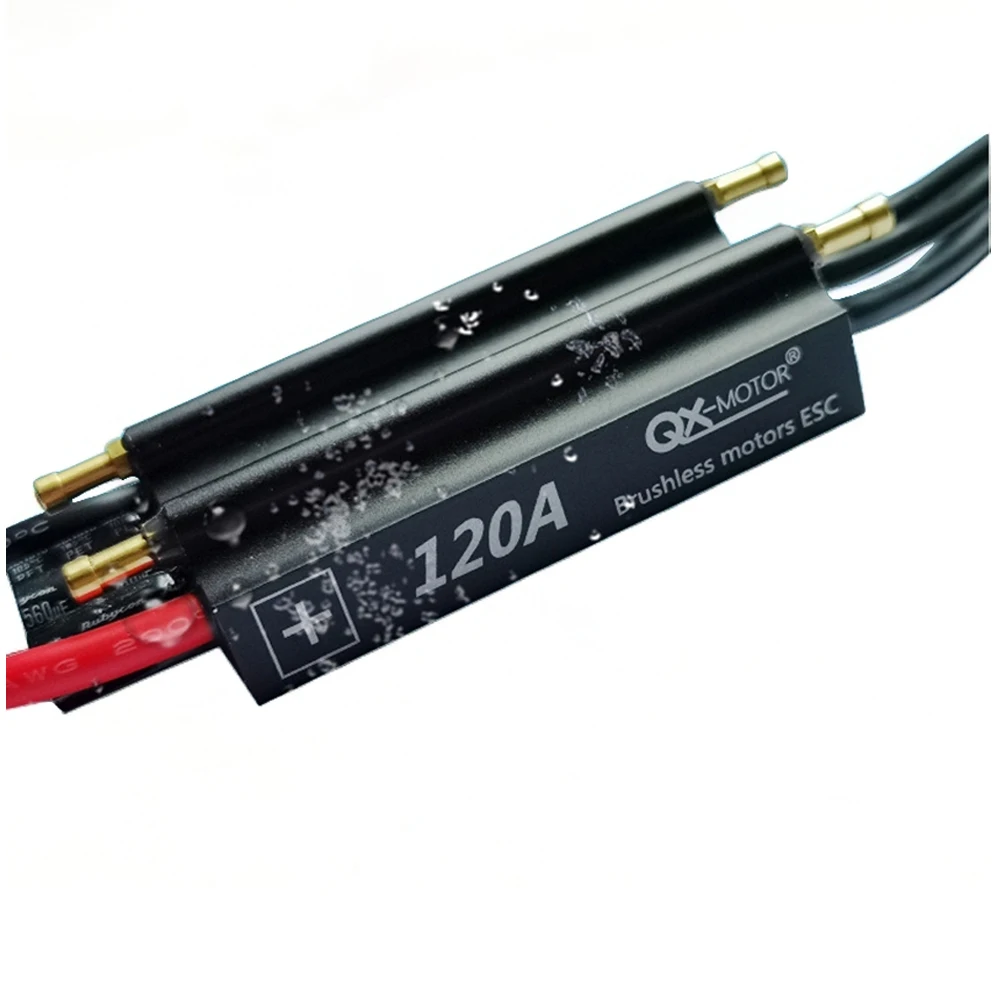 QX-MOTOR 120A Waterproof Brushless ESC 2-6s Equipped with BEC 5.5V/5A Water Cooling System for Ship Models