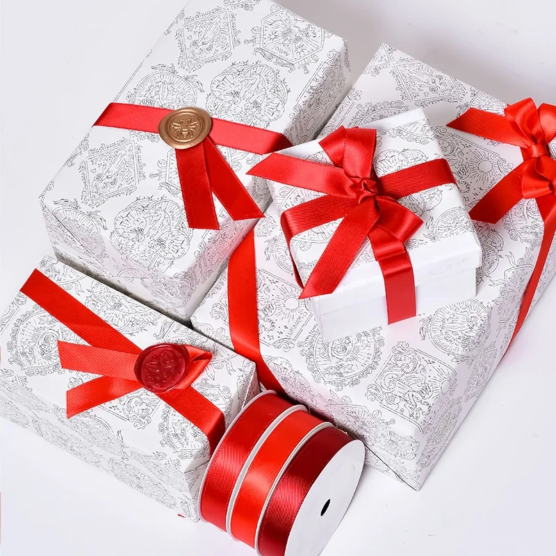 Yama ribbon factory price wholesale double faces 16MM wide red silk satin ribbon roll