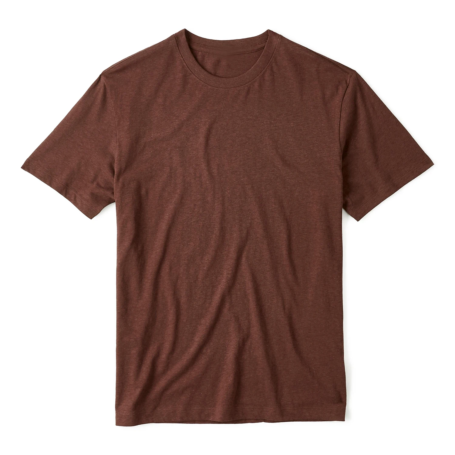 Оптовая продажа, 70% хлопковая 30% пеньковая трикотажная легкая дышащая футболка с ребристым воротником, мягкая мужская повседневная футболка с коротким рукавом