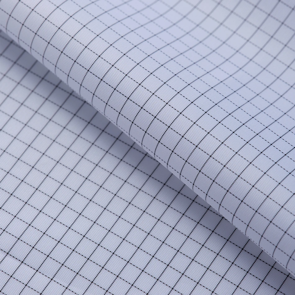 Nekron Custom Wholesale 2.5mm grid esd Polyester Antistatic Taffeta fabric For Work Clothes