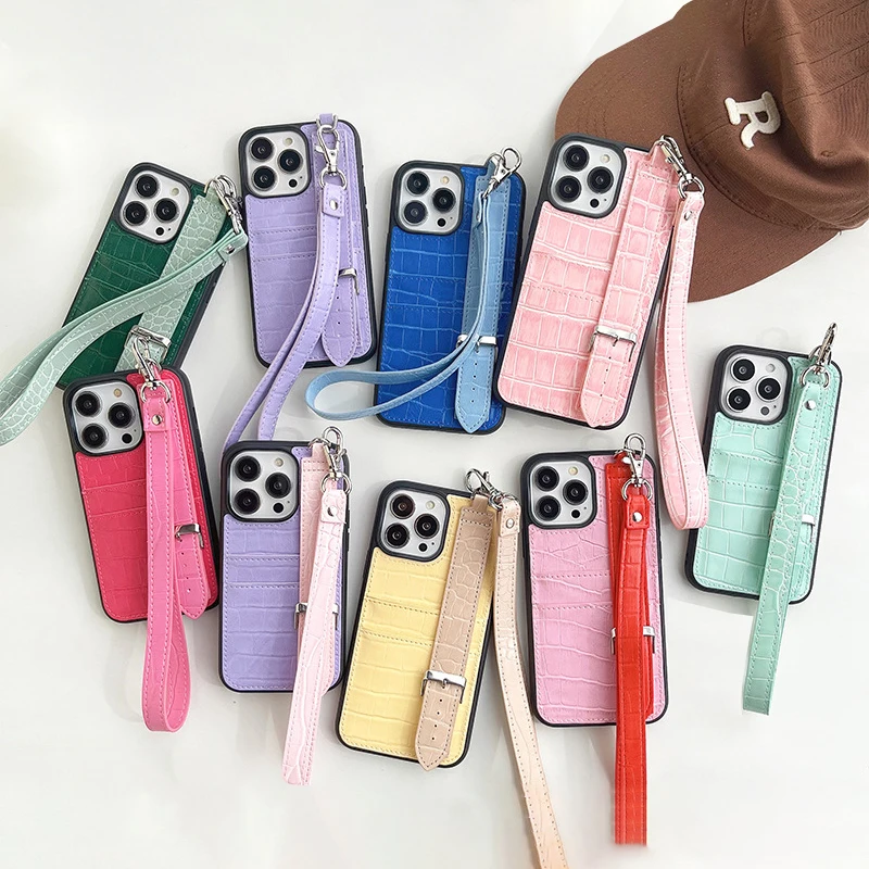 Модный стиль крокодил Pu кожаный чехол для телефона с ремешком Роскошный мобильного iPhone 14 Pro Max