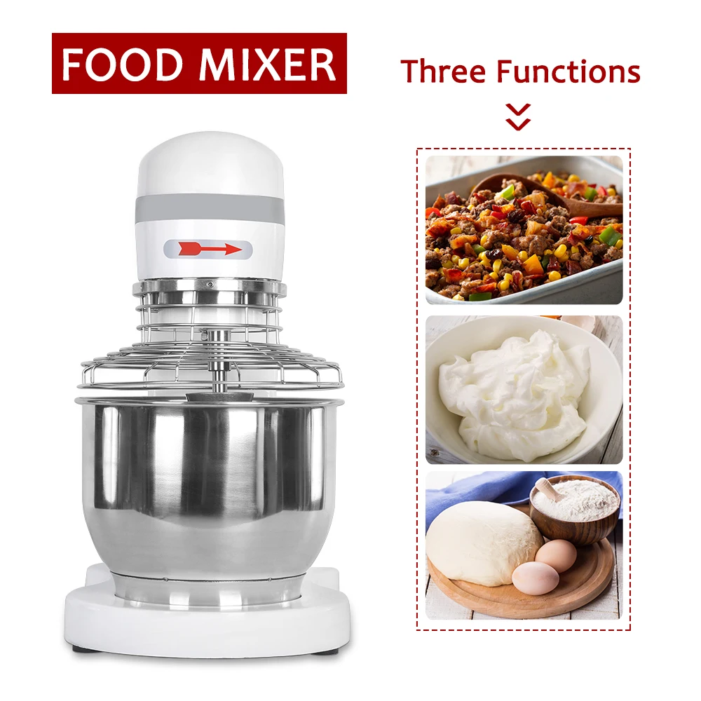 Gzkitchen Электрический 5L миксер профессиональных продуктов питания и бесступенчатое регулирование скорости коммерческих для теста крем тестомесильная машина