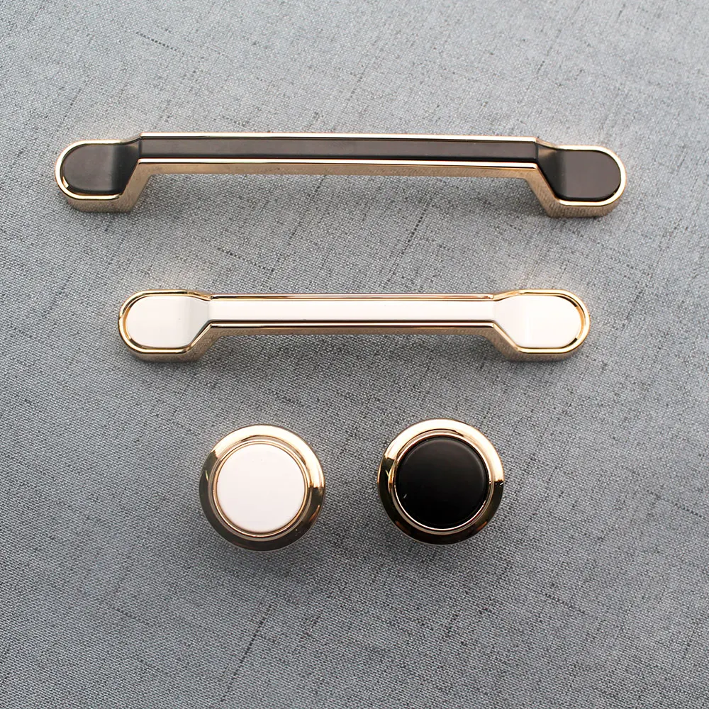 AIMINO OEM Modern Luxury Accessories Home Bar Cabinet  128Mm Zinc Alloy Furniture Drawer Black Gold Kitchen Knobs Handle
