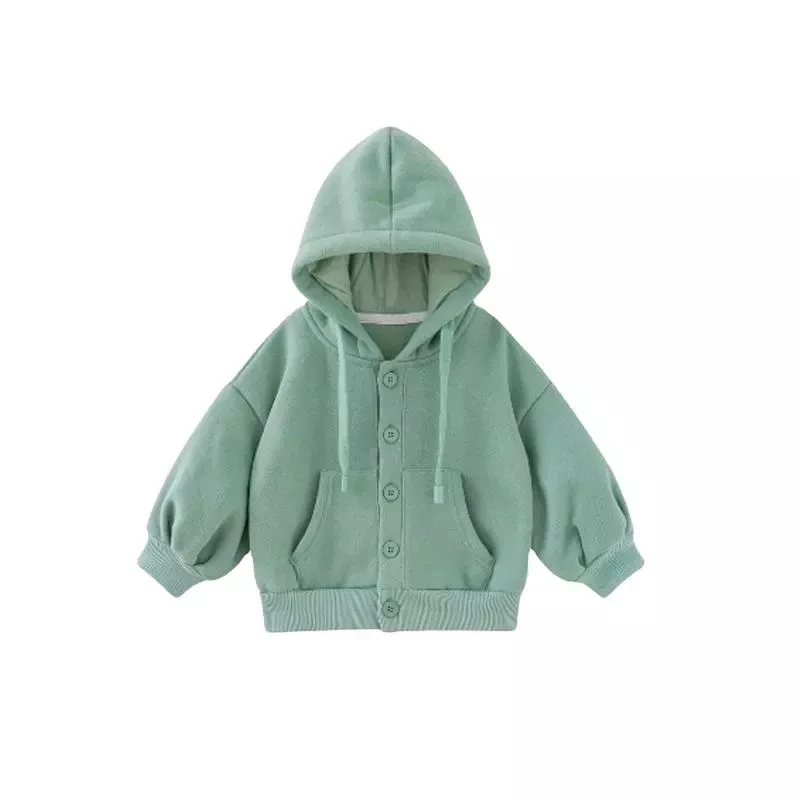 
Autumn winter cotton fleece hooded kids coat solid color girls hoodies fashionable  (1600134354613)