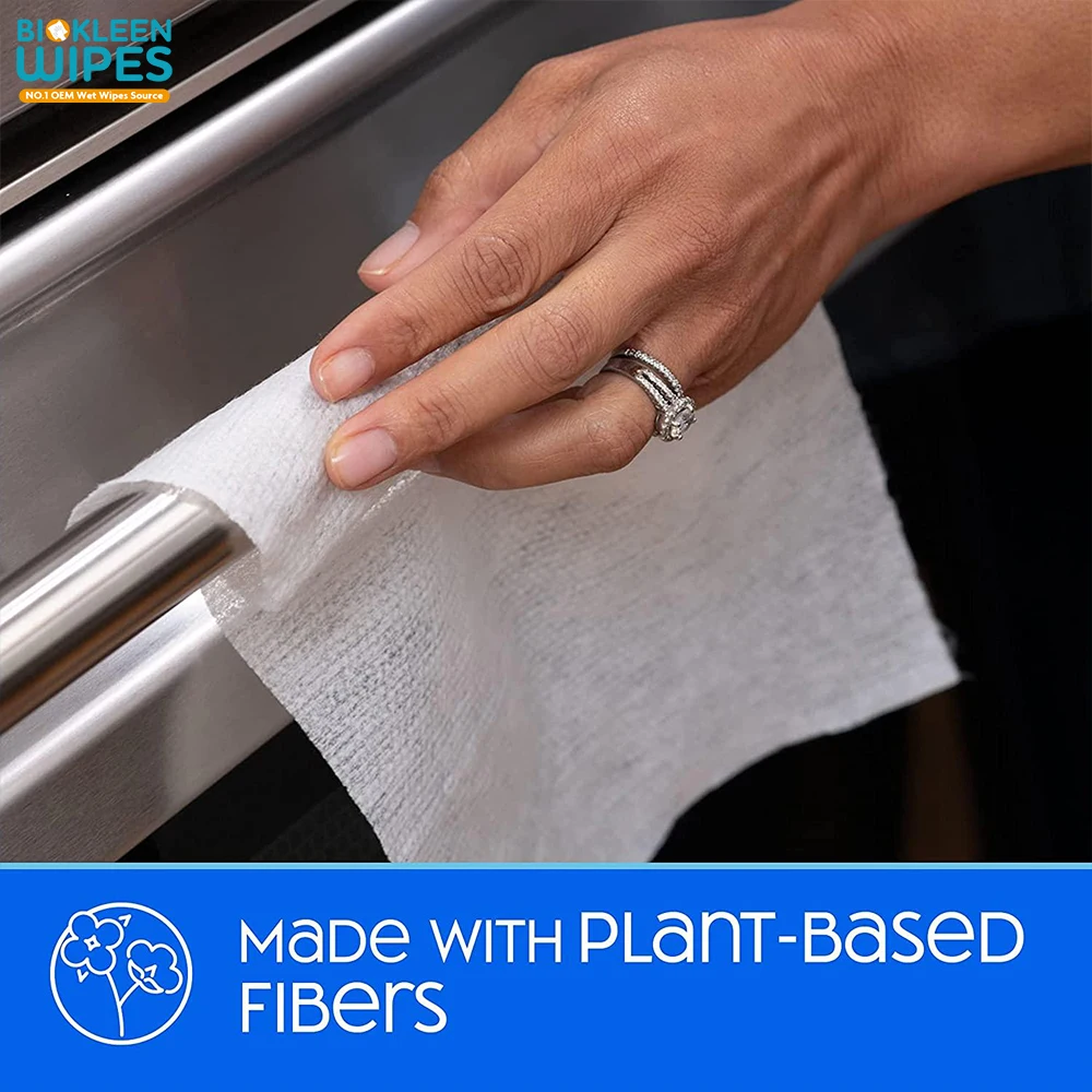 Biokleen Custom 80 Count Nonwoven Fabric Household Oil Stain Remover Kitchen Cleaning Wipes Kitchen Wet Wipes
