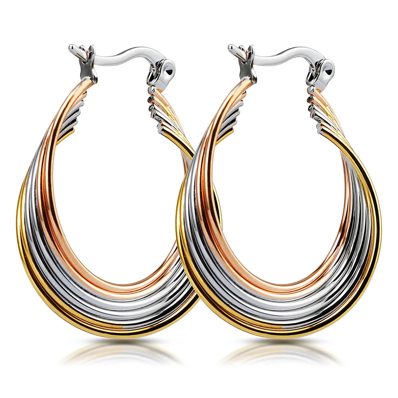 Womens Surgical Stainless Steel Twist Teardrop Earrings Hoops Jewelry Gift