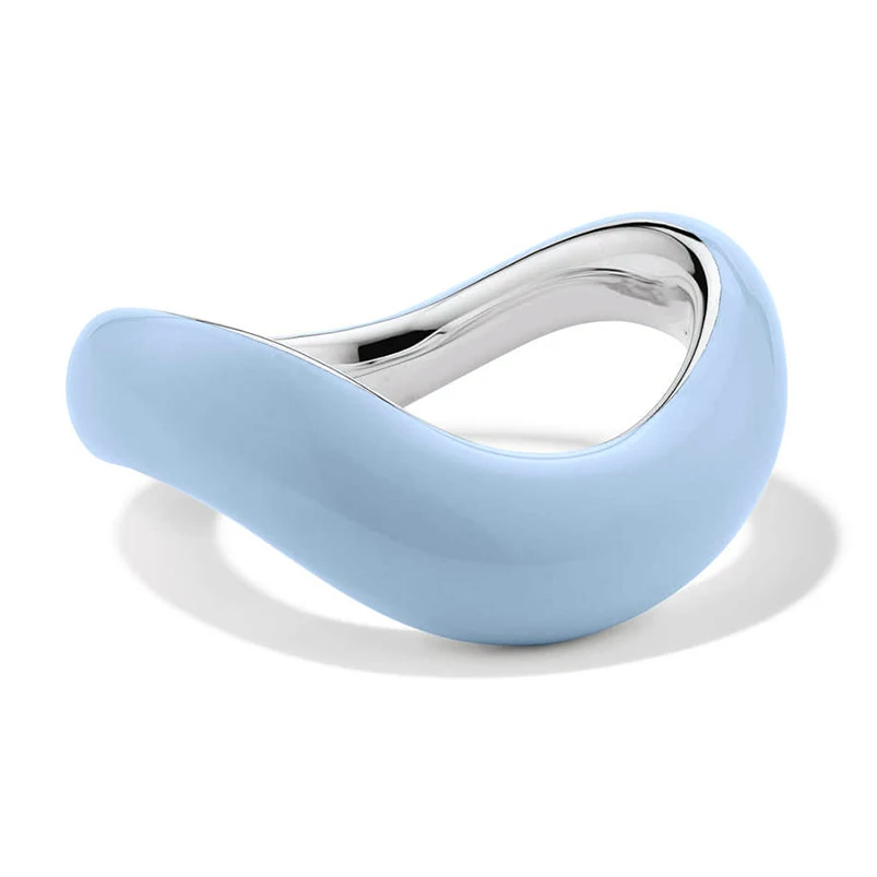 Gemnel 2024 new arrivals 925 silver rhodium plated chunky dome figure enamel band rings