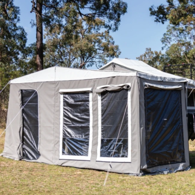 Large Space caravan Camping Travel Camper Trailer with Waterproof Rooftop Tent Kitchen System Electric Generation