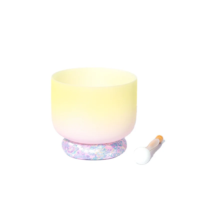 8 Inch Pink Yellow Color Note E  Crystal Singing Bowl Factory Supply Chakra Sound Healing Bowl