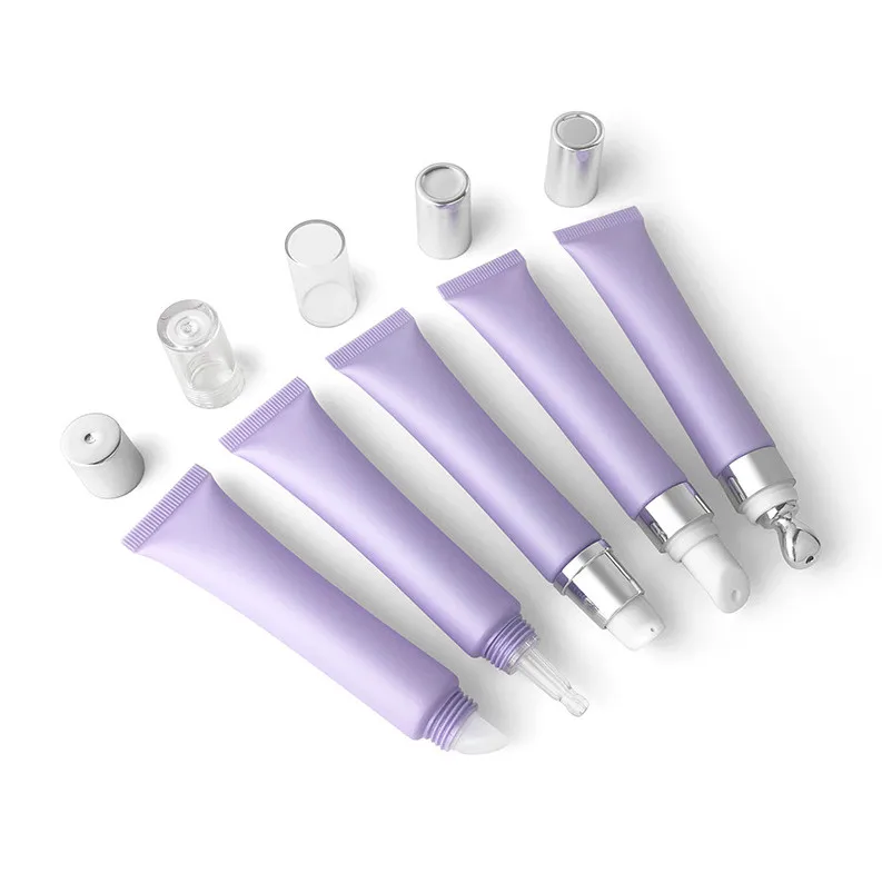 10ml 15ml 20ml gold /silver cosmetic soft tube with Stainless Steel Roller Ball cosmetic tubes massage tube for eye cream