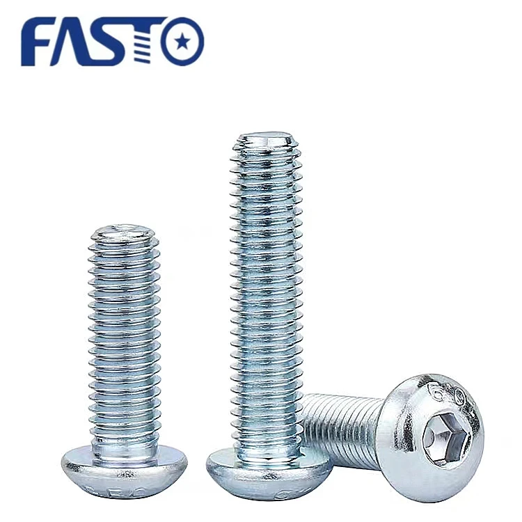 Manufacturer supply zinc plated carbon steel Hex socket Semi-Round head bolts