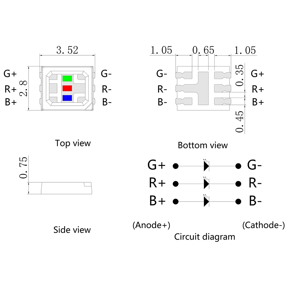 new kind 2835 smd 18V 1W 1.5W RGB led diode