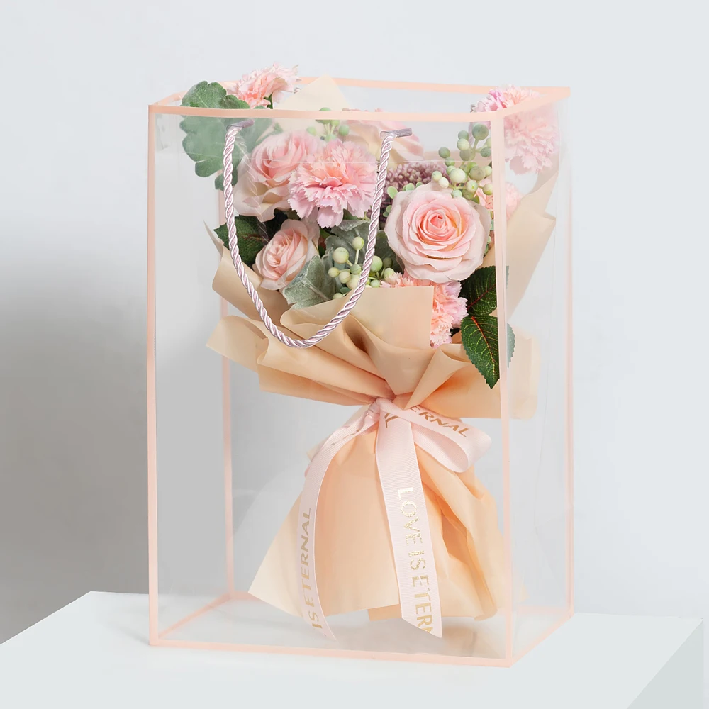 Fall In Color Best Selling PVC Window Bags For Flower Bouquet Wrapping Transparent Gift Bag Florist Supplies