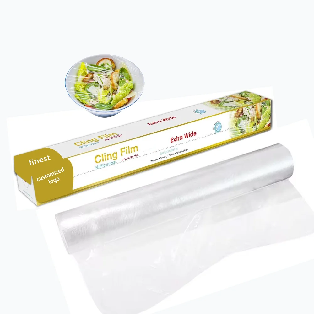 Custom Plastic Food Wrap Pvc Cling Film Fresh Cover Wrap Food Grade Packaging Cling Film Roll