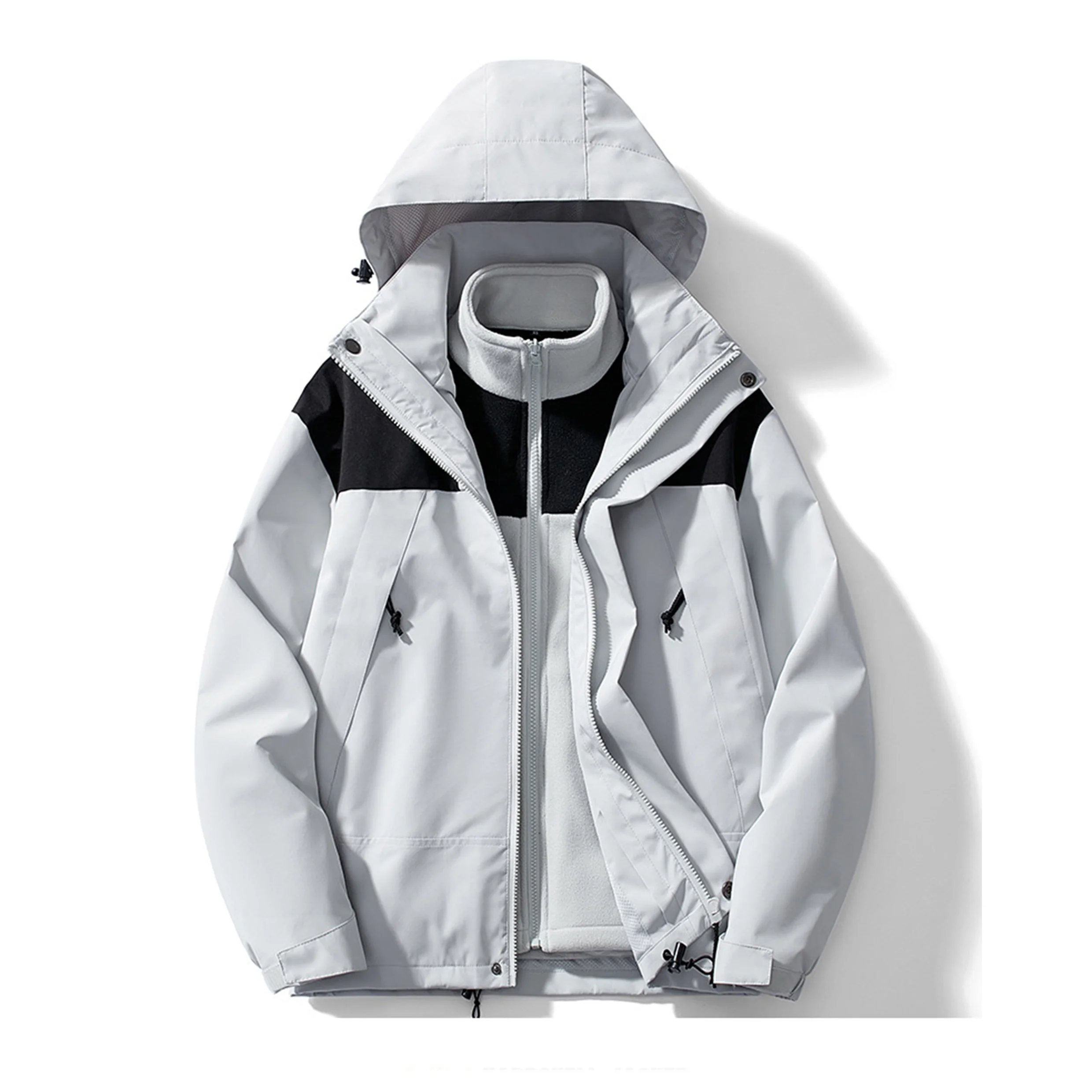Wholesale 3 In 1 detachable two-piece windproof waterproof fleece jacket For Men