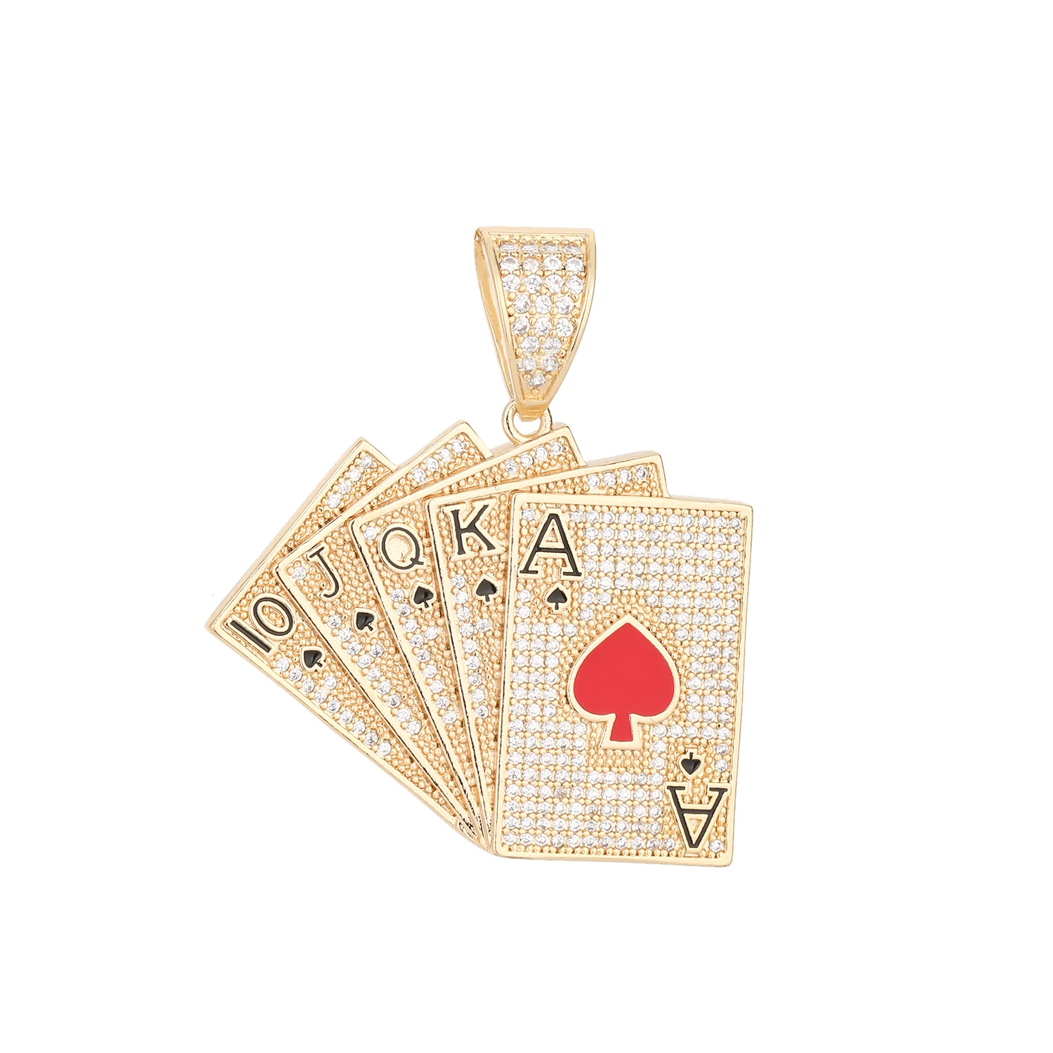 Минималистский хип-хоп 14k позолоченные игральные карты фианит медные подвески и ожерелья