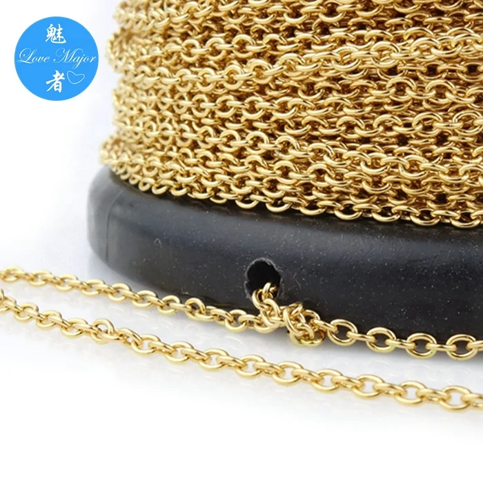 Gold Plated Fashion Stainless Steel Jewelry Necklace Making Oval Chain with Round Wire In Spool
