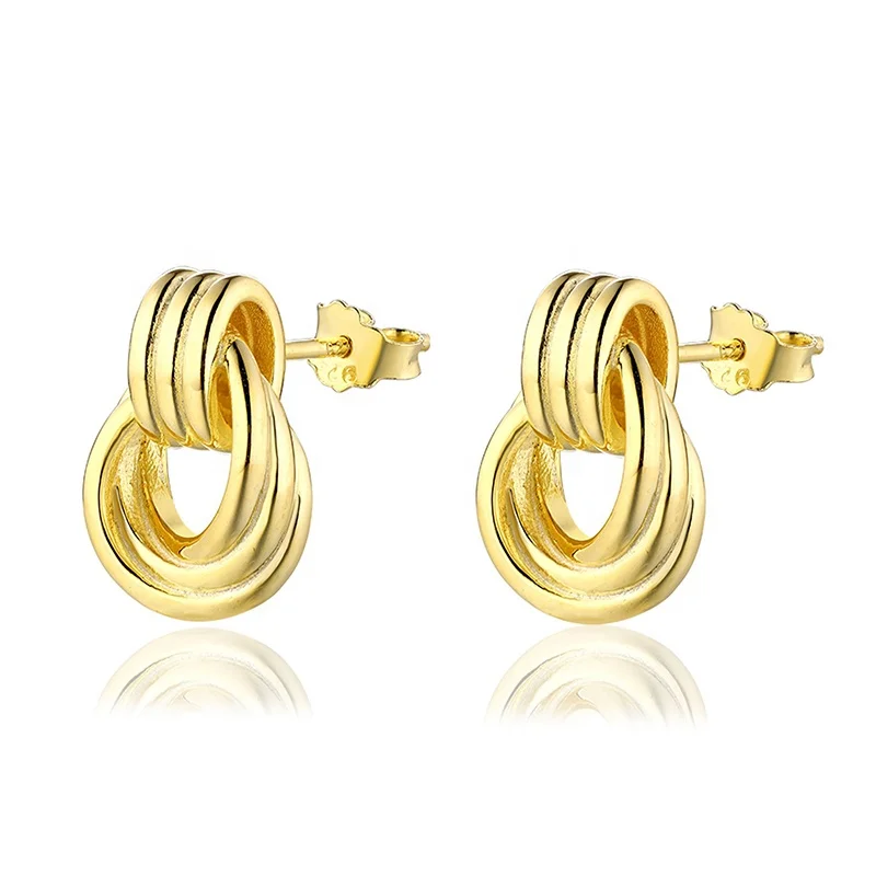 Milskye minimalist bohemian jewelry 14k gold plated sterling silver wrap knot stud earrings
