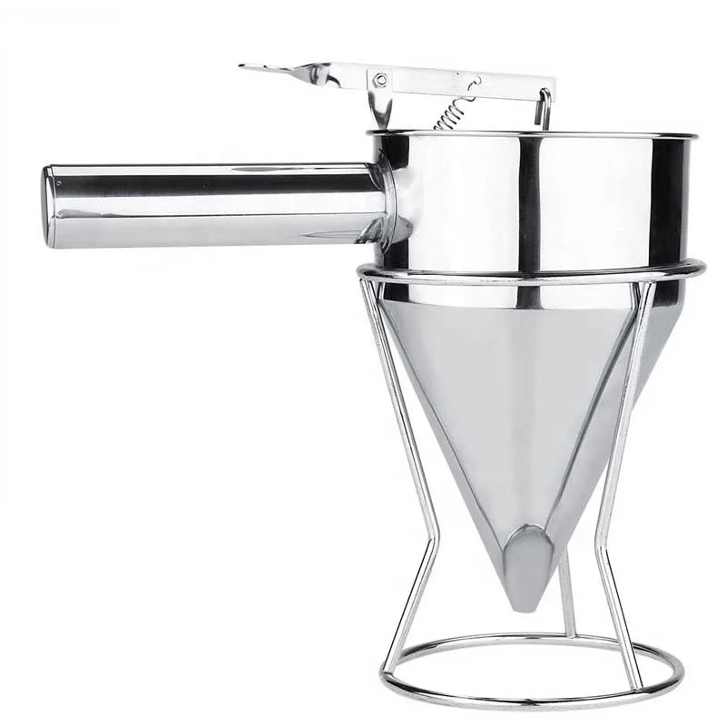 600ml Detachable handle Funnel Stainless Steel Funnels with Stand pancake Batter Dispenser for Baking Cake Dessert dispensder