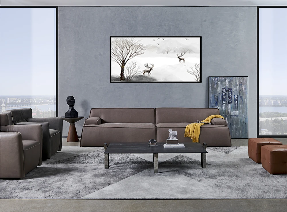 Modern simple ice deer landscape flower animal hand-painted oil painting