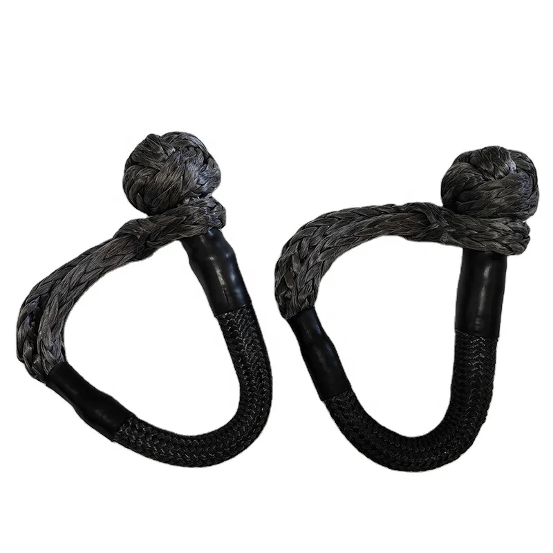 JINLI rope factory 11mm12mm13mm HMPE synthetic soft shackle together with recovery rope