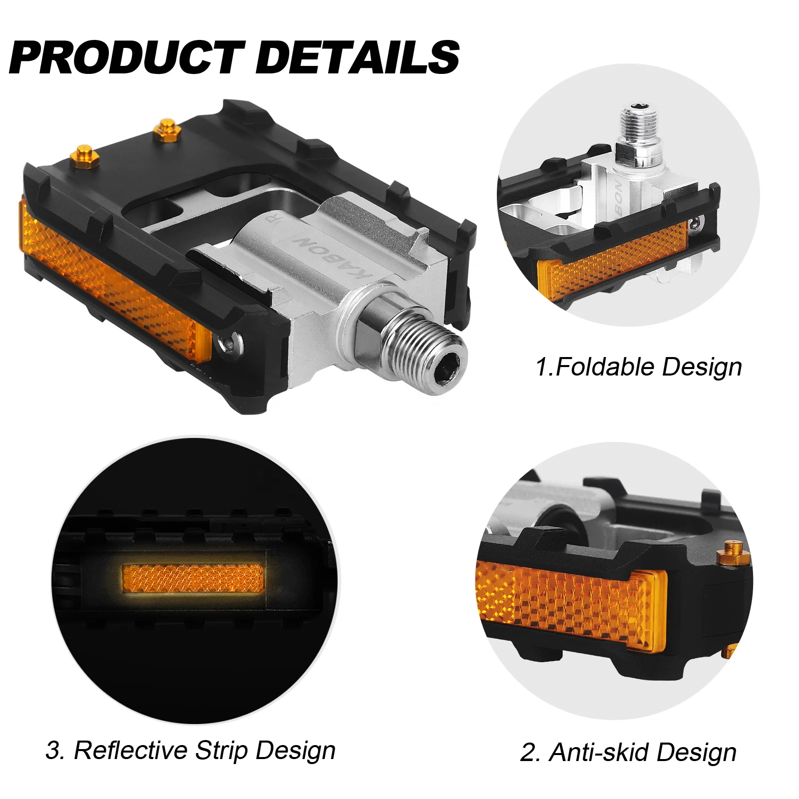 Universal 9/16 inch Folding Pedals for Bike with Aluminum Non-Slip Bicycle Pedals for Road Mountain BMX MTB Bike Pedal