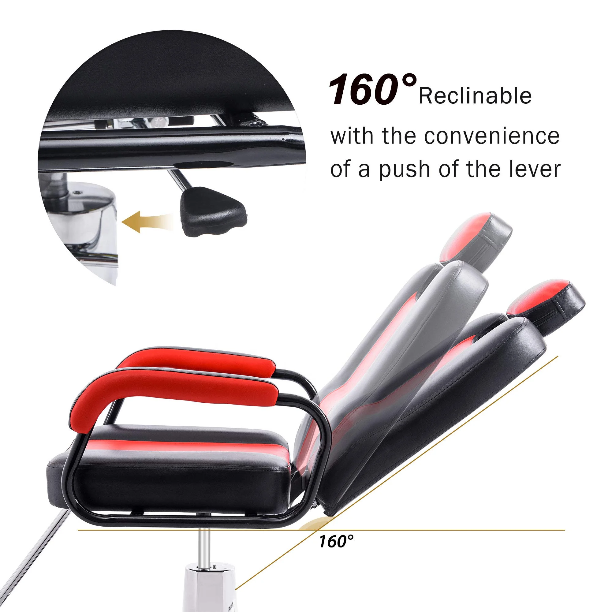 Barber Chair for Hair Salon with 20% Extra Wider Seat Heavy Duty Hydraulic Pump Salon Beauty Equipment (Black & Red)