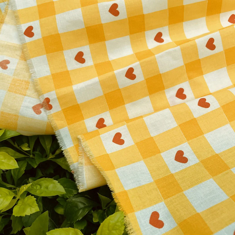 100%cotton printed cotton fabric checkerboard plaid love print fabric Checkerboard Heart Fabric for dress