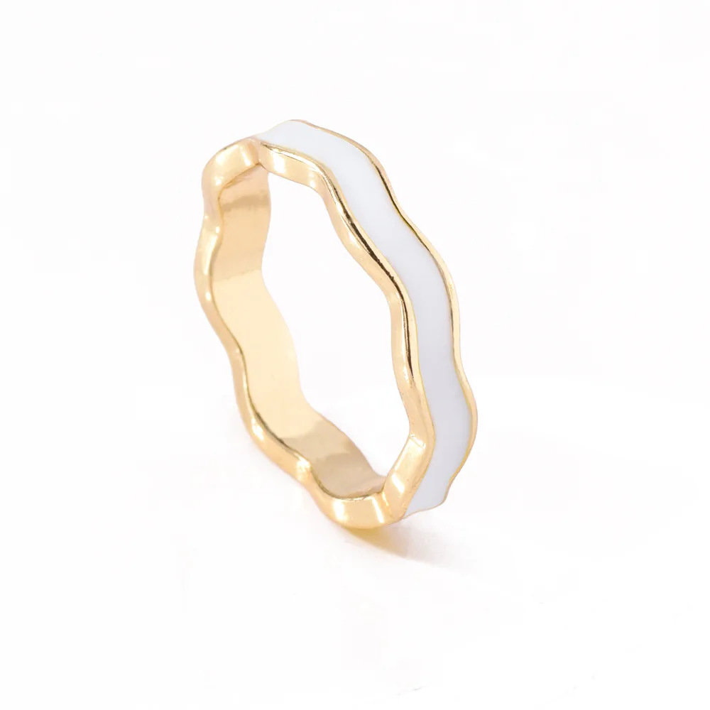 2024 Trending Product Vintage Enamel  Gold Plated Ring Adjustable Unisex Finger Ring