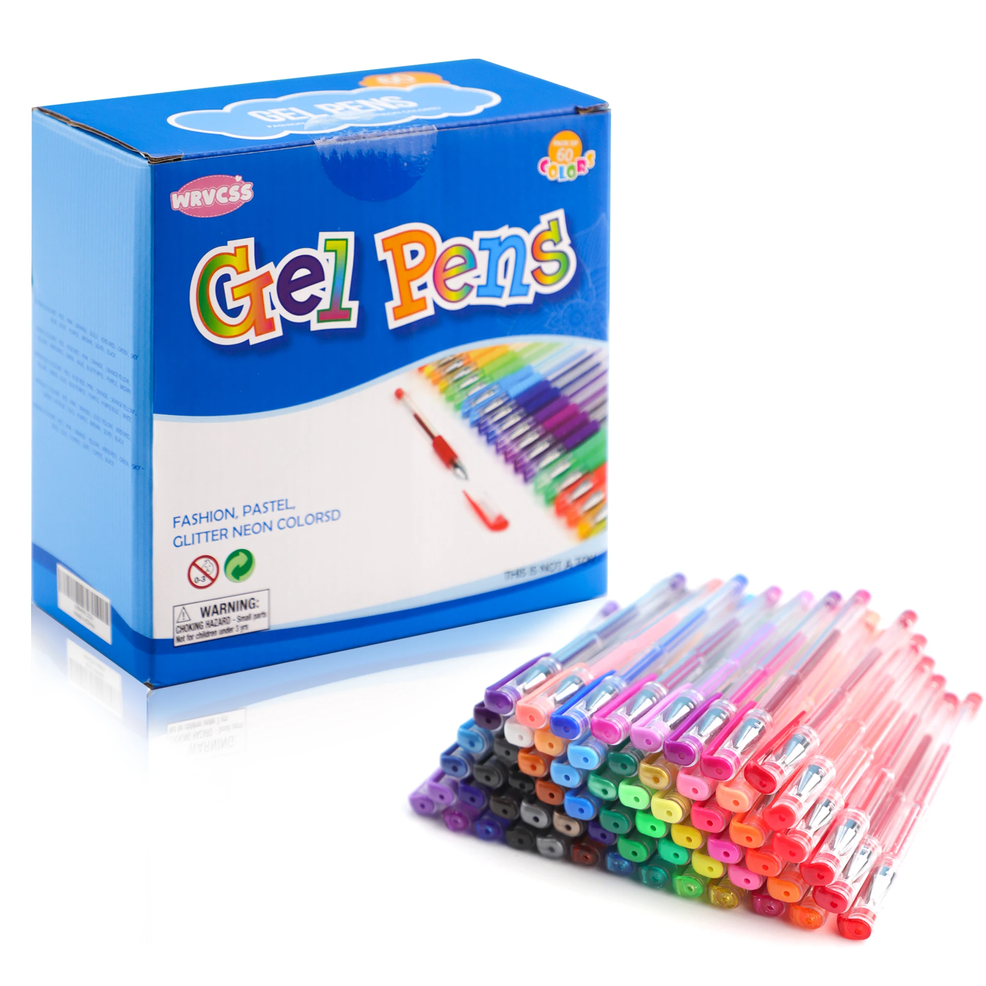 60pcs Colorful Gel Pen Set Ink Painting Pen 0.8MM Fine Tips for Kis Student School Coloring Books Drawing