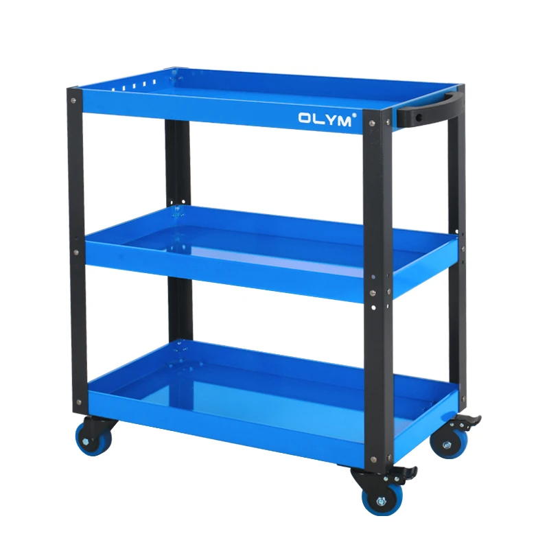 OLYM High Quality Three Layer Steel Tool Cart Storage Car Repair Tool Storage Trolley